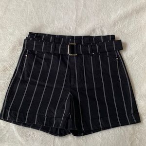 Black with white stripe shorts size 6